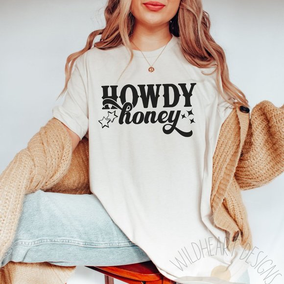 Tops - Howdy Honey Graphic T-shirt Southern Unisex Graphic Tee Heather Grey
